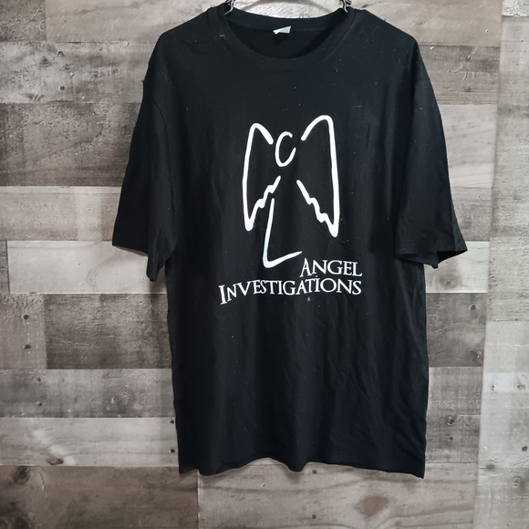 The Unbranded Brand Other - Men's Black Short Sleeve Tee with Angel Investigations Graphic